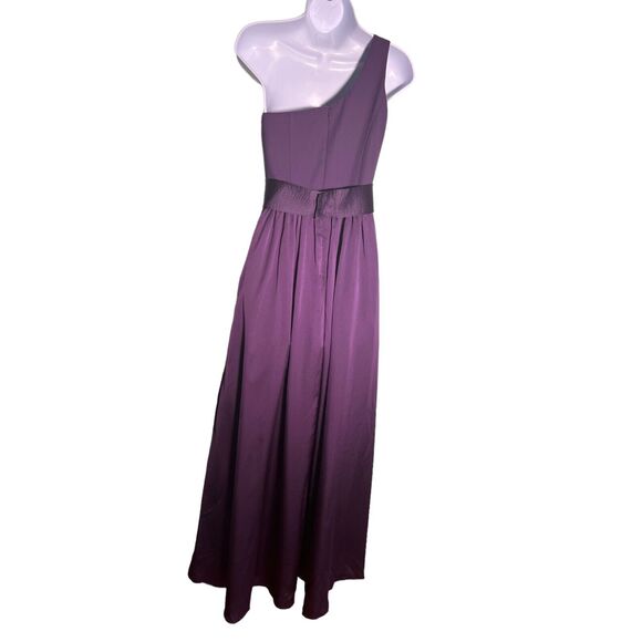WHITE by VERA WANG One Shoulder Bridesmaid Dress Amethyst Size 0 Belted Slit - Picture 2 of 11